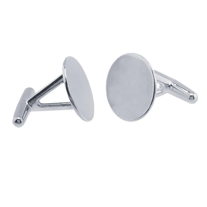 Men’s Cufflinks- Sterling Silver Round Flat-Top (Perfect for Engraving) - Image 2