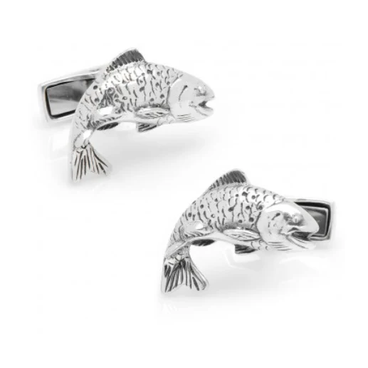 Men’s Cufflinks- Sterling Silver Salmon Fisherman - Image 3