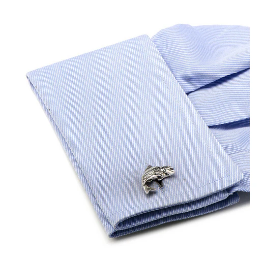Men’s Cufflinks- Sterling Silver Salmon Fisherman - Image 5