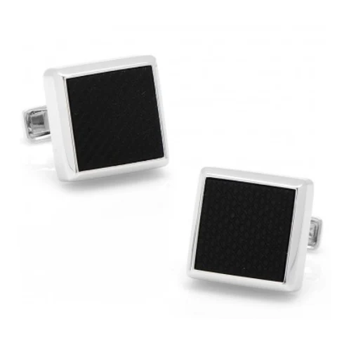 Men’s Cufflinks- Sterling Silver Square Frame with Laser-Etched Black Onyx - Image 3