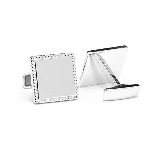 Men’s Cufflinks- Sterling Silver Squares with Etched Border - Image 4
