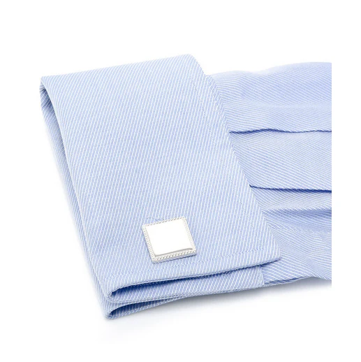 Men’s Cufflinks- Sterling Silver Squares with Etched Border - Image 5