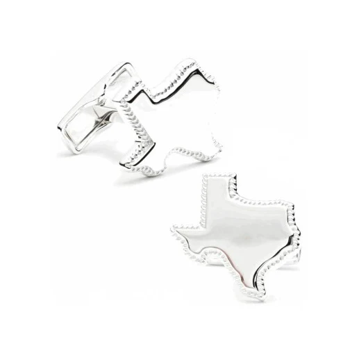 Men’s Cufflinks- Sterling Silver Texas with Rope Border - Image 3