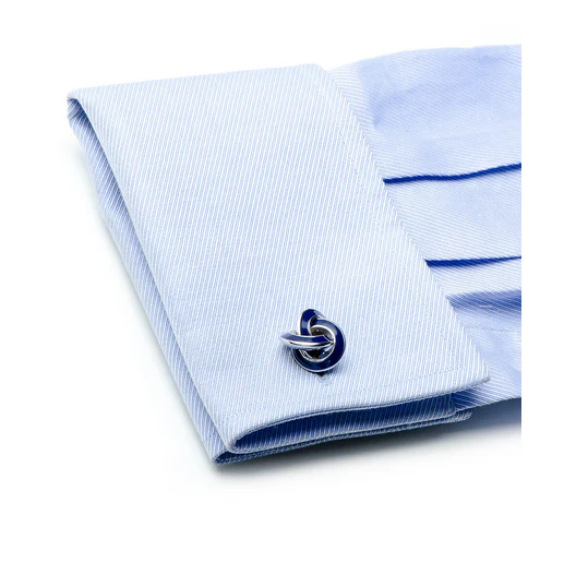 Men’s Cufflinks- Sterling Silver with Blue Enamel Knots - Image 5
