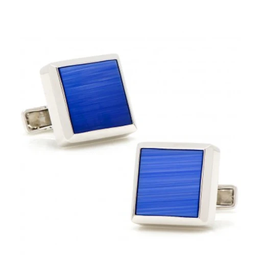 Men’s Cufflinks- Sterling Silver with Brilliant Flat Blue Catseye - Image 3
