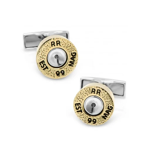 Men’s Cufflinks- Sterling Silver with Yellow Gold Two-Tone Bullets - Image 3