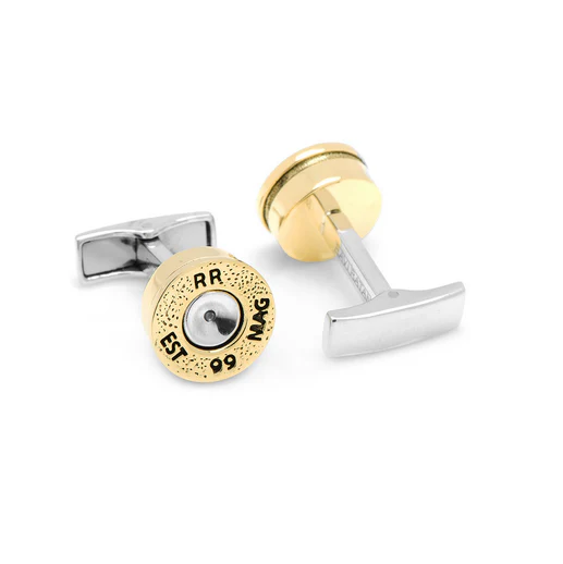Men’s Cufflinks- Sterling Silver with Yellow Gold Two-Tone Bullets - Image 4
