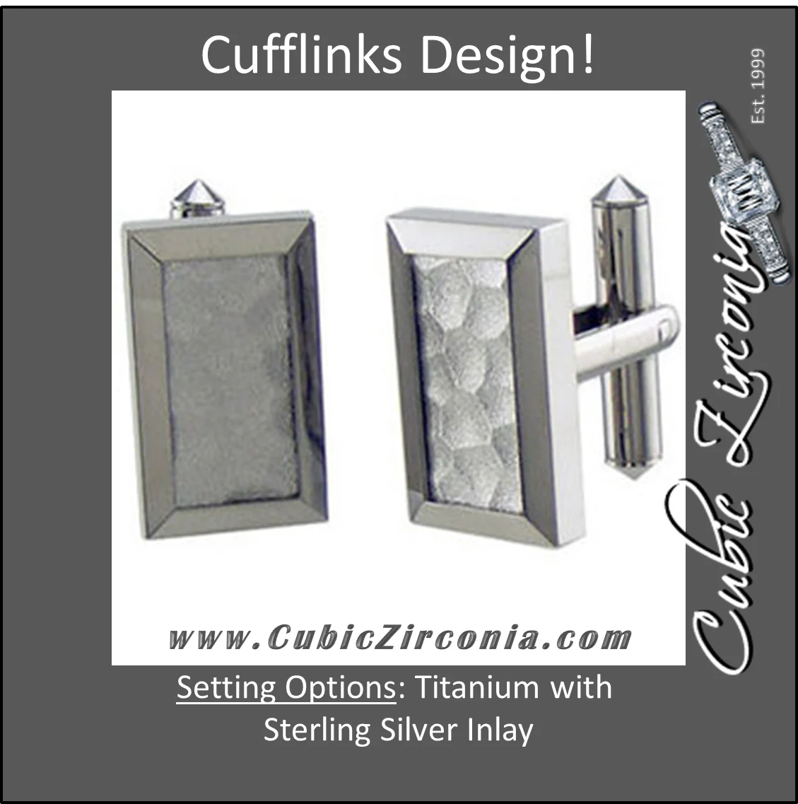 Men’s Cufflinks- Titanium & Sterling Silver Inlay