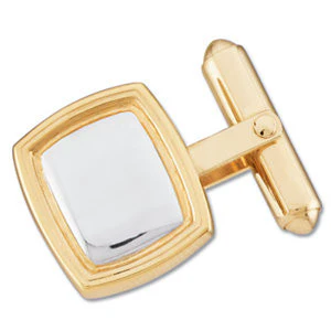 Men’s Cufflinks- Two-Tone Engravable Rounded Rectangles - Image 2