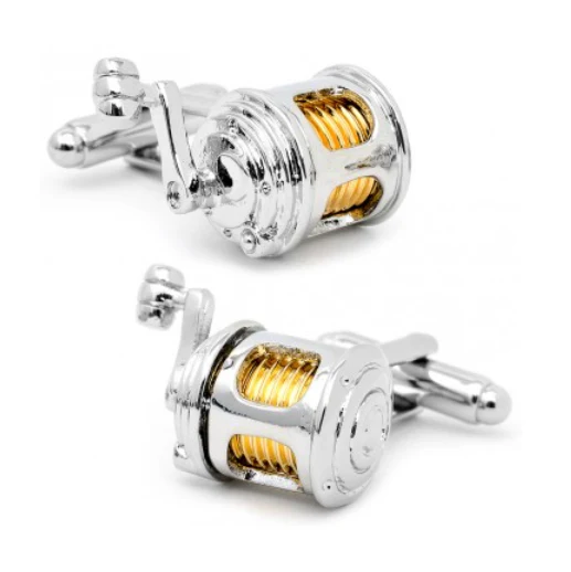 Men’s Cufflinks- Two-tone Fishing Reels - Image 2