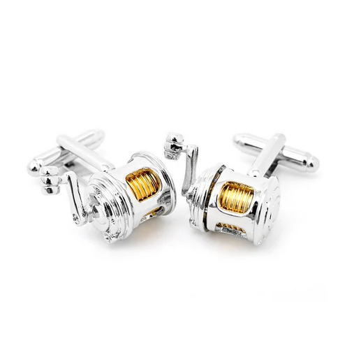 Men’s Cufflinks- Two-tone Fishing Reels - Image 3