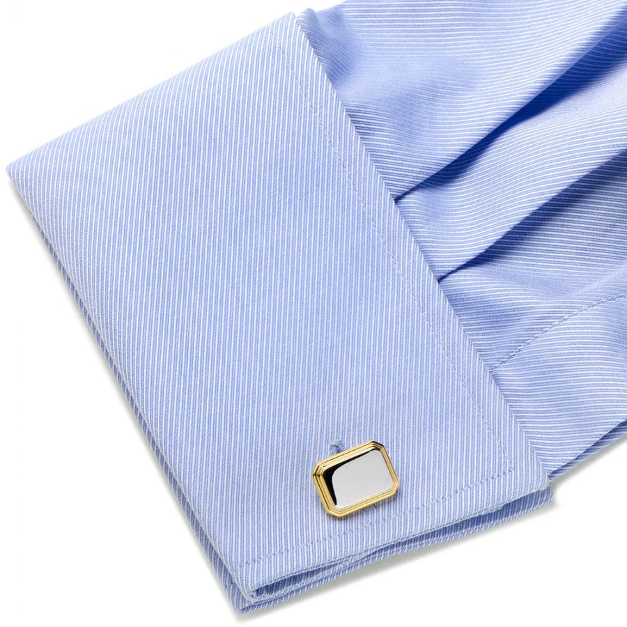 Men’s Cufflinks- Two-Tone Step-Edge Rectangles - Image 5