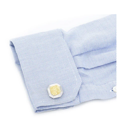 Men’s Cufflinks- Two Toned Opus Sterling Silver with Yellow Gold Plating - Image 5
