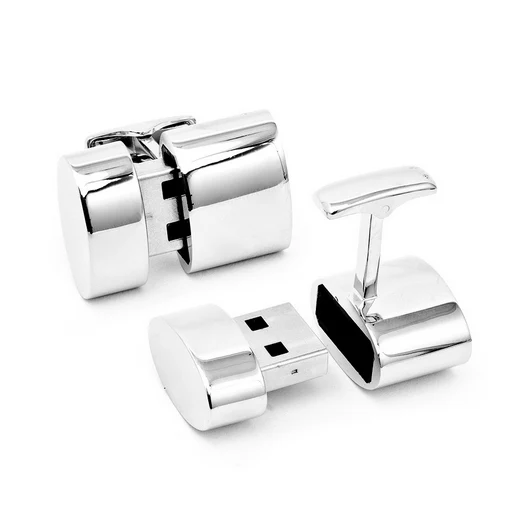 Men’s Cufflinks- Polished Silver Ovals featuring Wifi Internet Hotspot and 2GB USB Flash Drive (Designer, Ravi Ratan) - Image 4