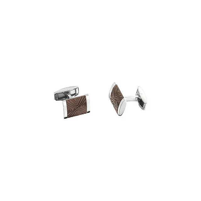 Men’s Cufflinks- Wood Pattern Immerse Plated with Stainless Steel - Image 2