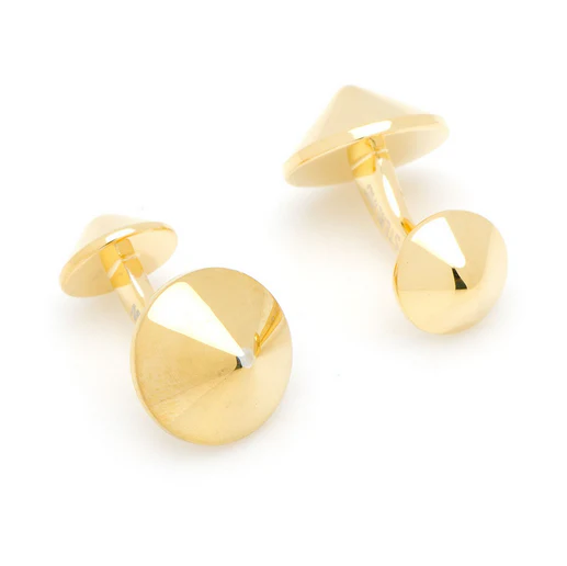 Men’s Cufflinks- Yellow Gold Plated Sterling Silver Double Spikes - Image 3