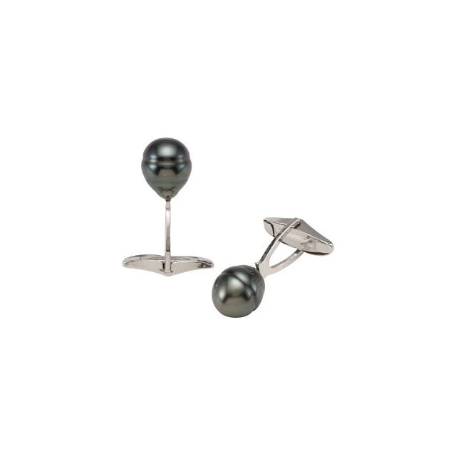 Men's Cufflinks- Black Tahitian Cultured Pearls - Image 2