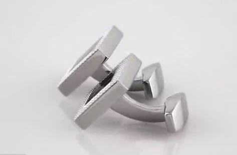 Men's Cufflinks- Stainless Steel with Black Enamel - Image 4