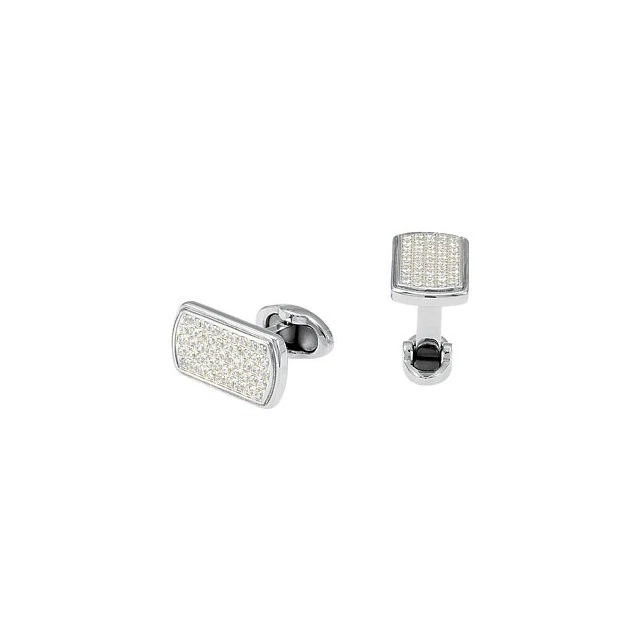 Men's Cufflinks- Stainless Steel with Cubic Zirconia - Image 3