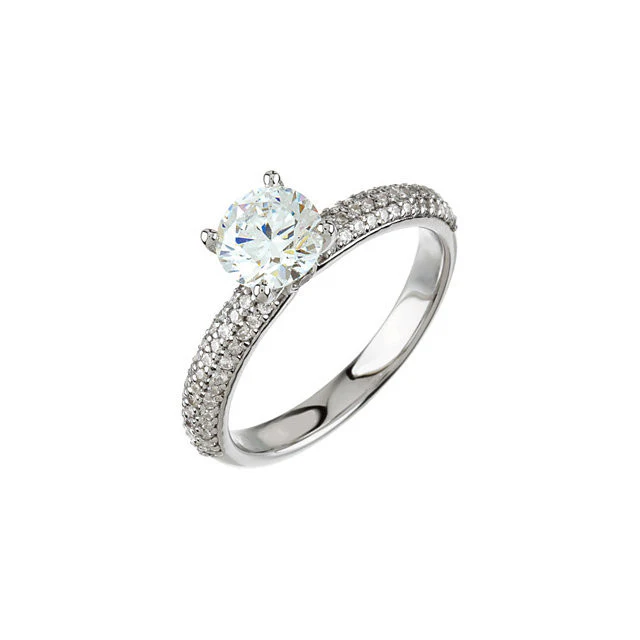 Cubic Zirconia Engagement Ring- The Brianna (Pavé Band with Peekaboo Side Stone) - Image 3