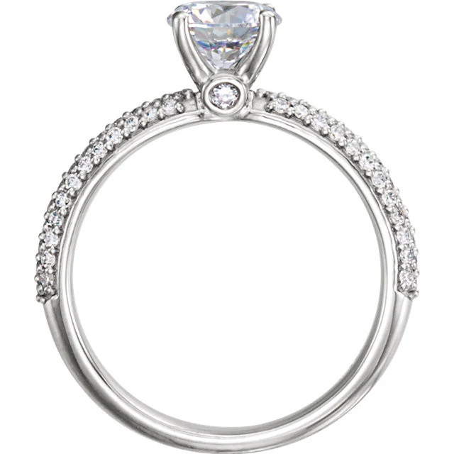 Cubic Zirconia Engagement Ring- The Brianna (Pavé Band with Peekaboo Side Stone) - Image 4