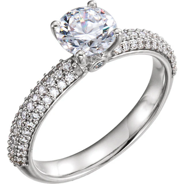 Cubic Zirconia Engagement Ring- The Brianna (Pavé Band with Peekaboo Side Stone) - Image 5