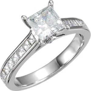 Cubic Zirconia Engagement Ring- The Estella (Princess Cut Peekaboo with Princess Channel) - Image 4