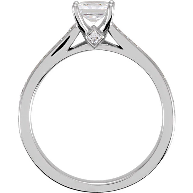 Cubic Zirconia Engagement Ring- The Estella (Princess Cut Peekaboo with Princess Channel) - Image 5