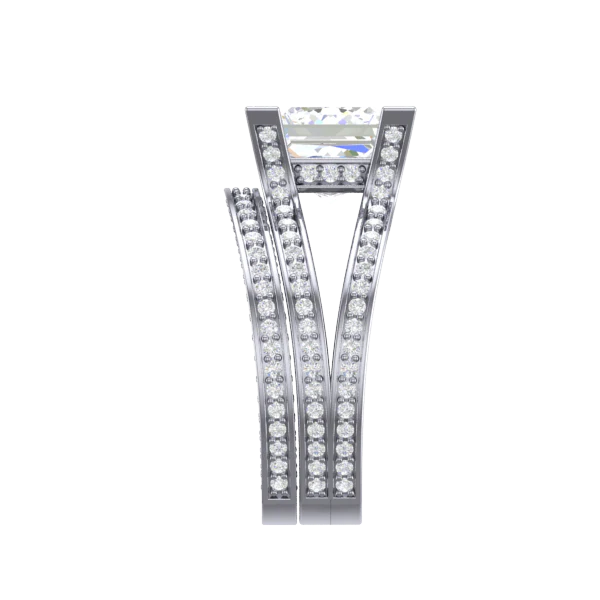 CZ Wedding Set, 3.0 Carat Princess Center and Three-Sided Bands - Image 4