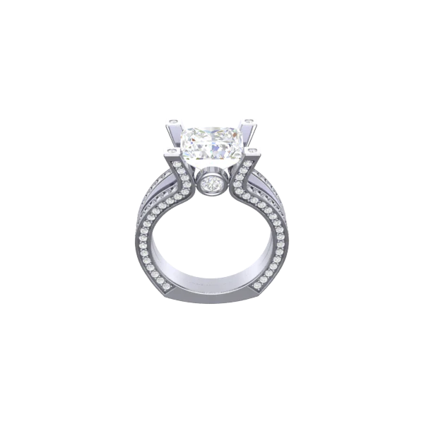 CZ Wedding Set, 3.0 Carat Princess Center and Three-Sided Bands - Image 5