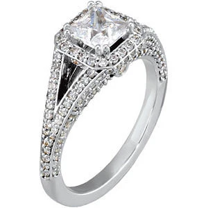 Cubic Zirconia Engagement Ring- The Callie (Princess Cut Halo Setting) - Image 3