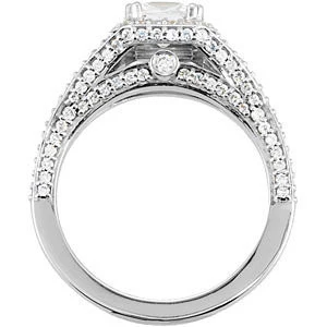 Cubic Zirconia Engagement Ring- The Callie (Princess Cut Halo Setting) - Image 4