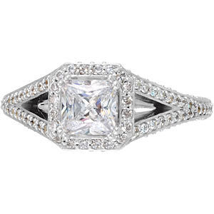 Cubic Zirconia Engagement Ring- The Callie (Princess Cut Halo Setting) - Image 5