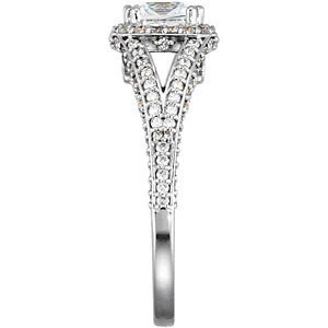 Cubic Zirconia Engagement Ring- The Callie (Princess Cut Halo Setting) - Image 6