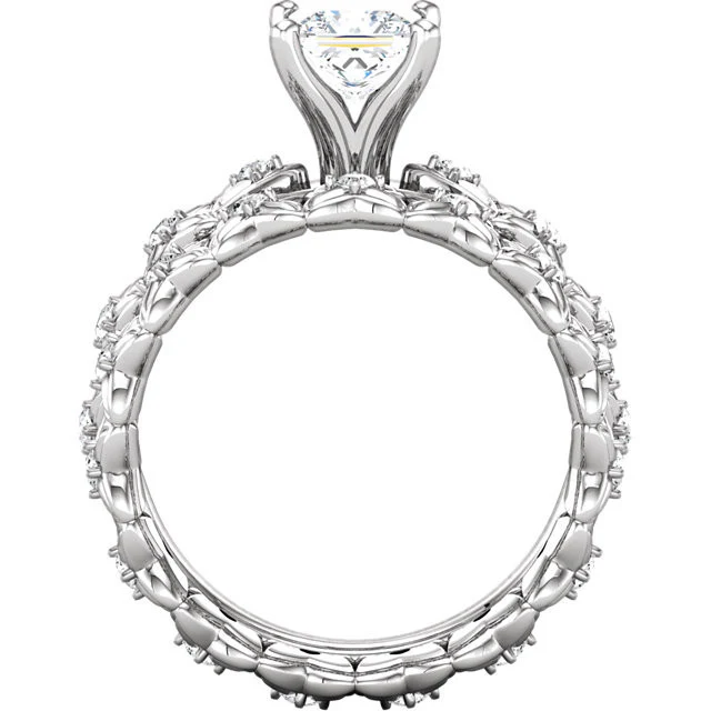 Cubic Zirconia Engagement Ring- The Laura (0.75-1.0 Carat Princess Cut Starfish-inspired Eternity Band) - Image 4