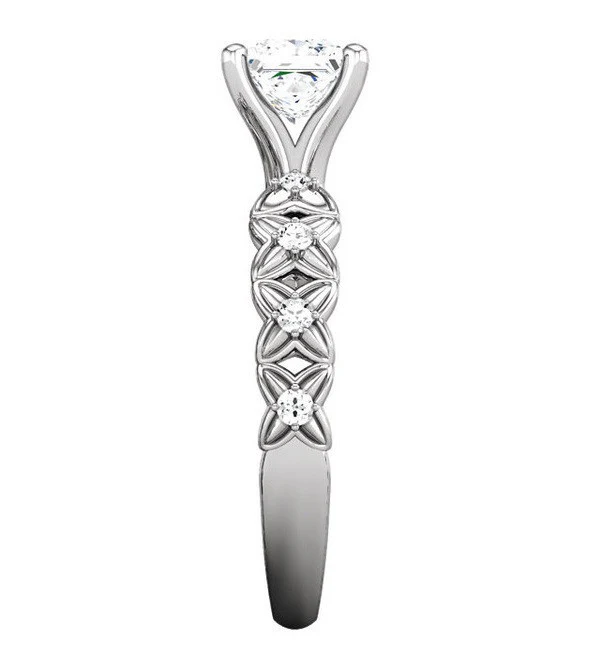 Cubic Zirconia Engagement Ring- The Laura (0.75-1.0 Carat Princess Cut Starfish-inspired Eternity Band) - Image 5