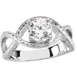 Cubic Zirconia Engagement Ring- The Anna Katherine (Round 1 Carat Solitaire with Oversized Infinity Twist Band) - Image 3