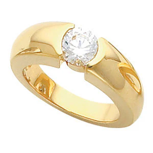 Cubic Zirconia Engagement Ring- The Kayla (0.25-1.0 CT Round Bezel-Set Solitaire) - Image 5