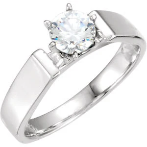 Cubic Zirconia Engagement Ring- The Alma (0.50 Carat Round-cut Cathedral-set Solitaire) - Image 2