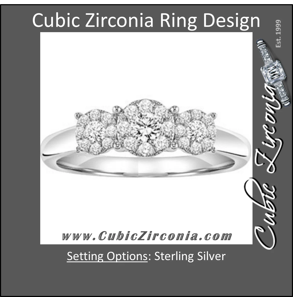 Cubic Zirconia Engagement Ring- The Jane (Round Cut Cluster) - Image 2