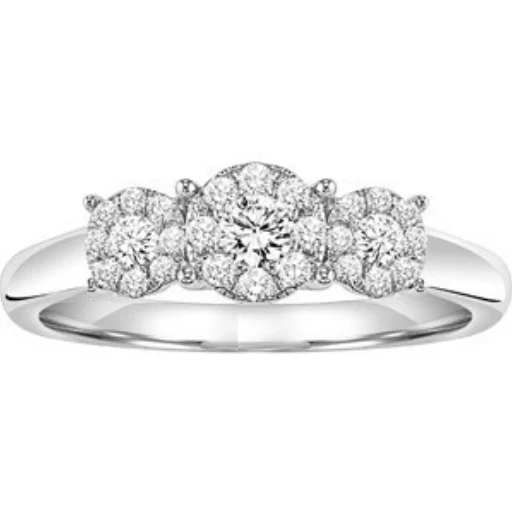 Cubic Zirconia Engagement Ring- The Jane (Round Cut Cluster) - Image 3