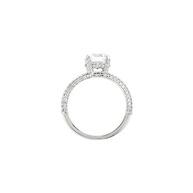 Cubic Zirconia Engagement Ring- The Kichelle (Round Cut Pave Band with Accented Basket) - Image 4