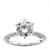 Cubic Zirconia Engagement Ring- The Alice (High-Set Round Cut Six Prongs Solitaire with Pavé Band) - Image 2