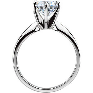 Cubic Zirconia Engagement Ring- A Round Cut Solitaire with Straight Edge Prongs - Image 7