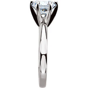 Cubic Zirconia Engagement Ring- A Round Cut Solitaire with Straight Edge Prongs - Image 8