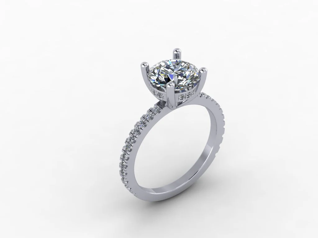Cubic Zirconia Engagement Ring- The Ashlyn (Round Cut with Enhanced Basket and Thin band) - Image 4