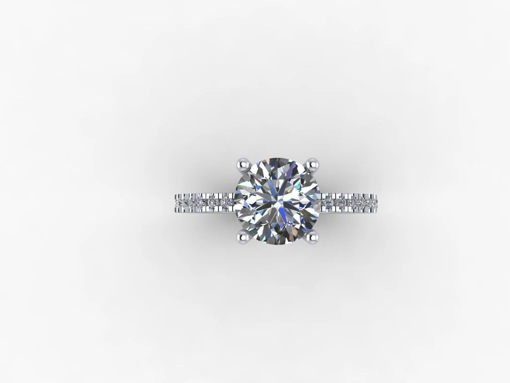 Cubic Zirconia Engagement Ring- The Ashlyn (Round Cut with Enhanced Basket and Thin band) - Image 7