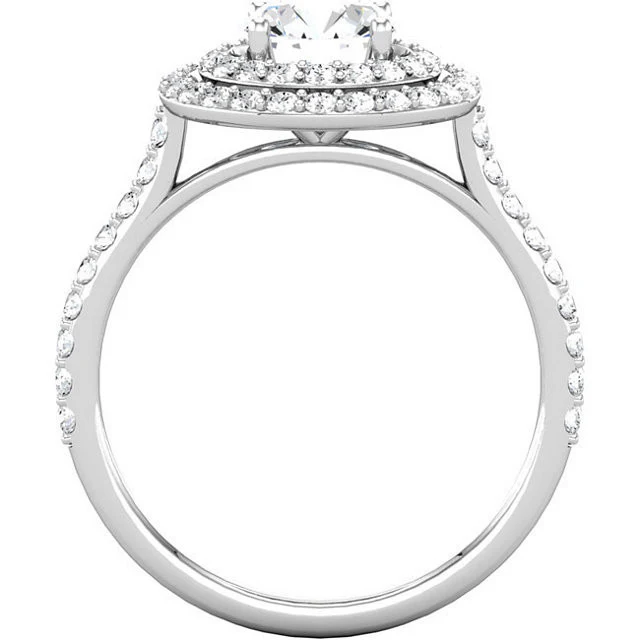 Cubic Zirconia Engagement Ring- The Jillian (0.75-1.5 Carat Round Double-Halo with Pavé Band) - Image 5