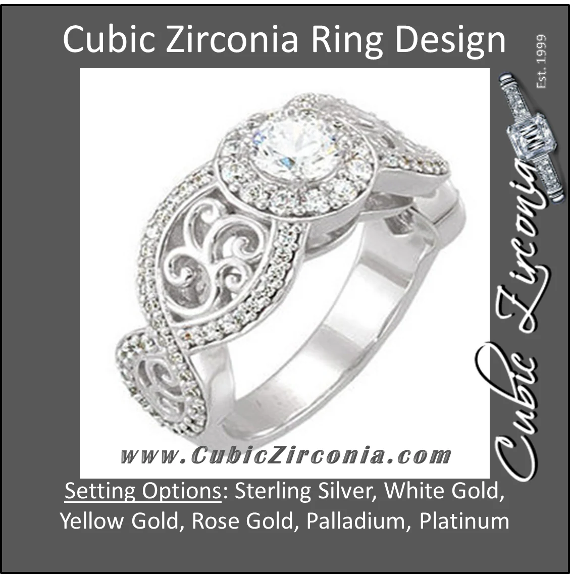 Cubic Zirconia Engagement Ring- The Kellie (0.5-1.0 Carat Round Infinity Halo-Style with Split-Band) - Image 3
