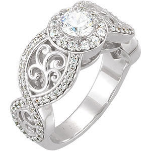 Cubic Zirconia Engagement Ring- The Kellie (0.5-1.0 Carat Round Infinity Halo-Style with Split-Band) - Image 4